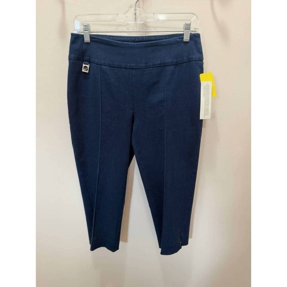 NEW LISETTE women's denim front seam capri in dark blue